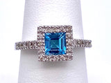 Princess Cut Blue Topaz and Diamond Ring C085LR4424W45BT
