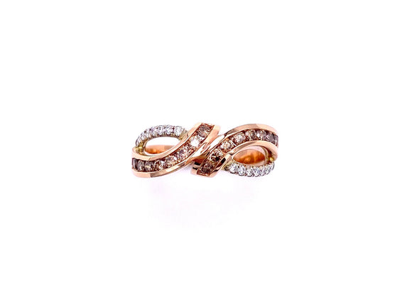 Chocolate and White Diamond Ring in Rose Gold A604R8832WP