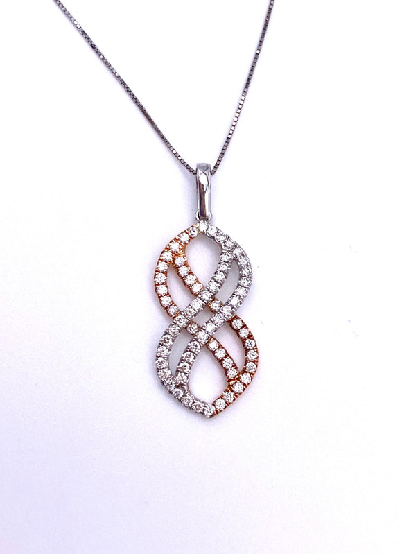 Rose and White Gold Diamond Necklace A604P234Y