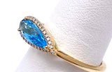 Blue Topaz Ring High Fashion Pear Shape C087RM3959