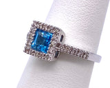 Princess Cut Blue Topaz and Diamond Ring C085LR4424W45BT