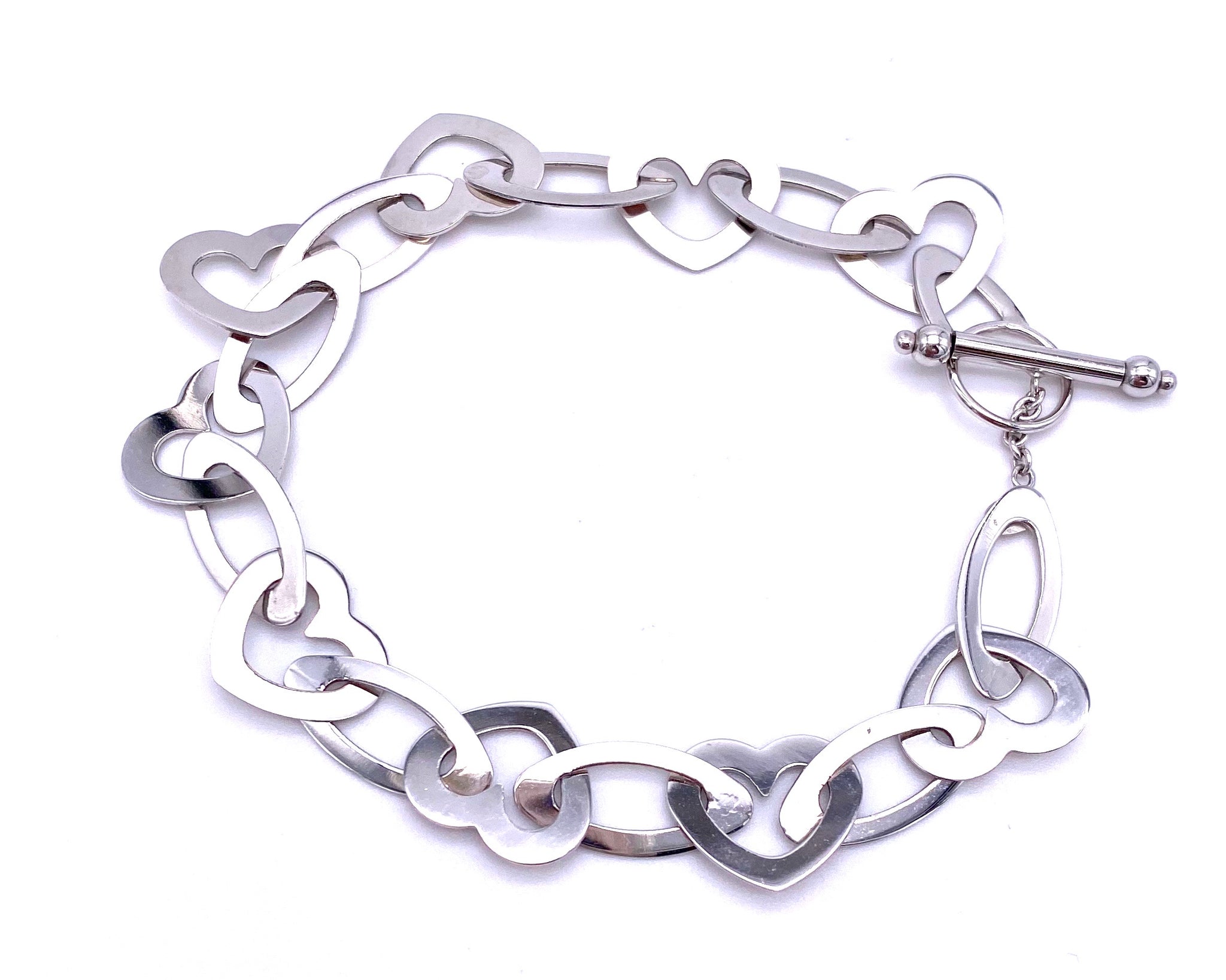 White Gold Heart Link Toggle Bracelet F3412719/7 – Farley's