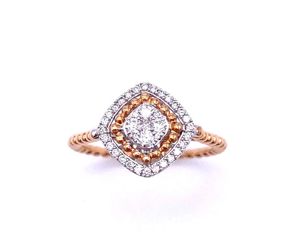 Square Design Diamond Ring in Rose Gold A804RGDIA05079