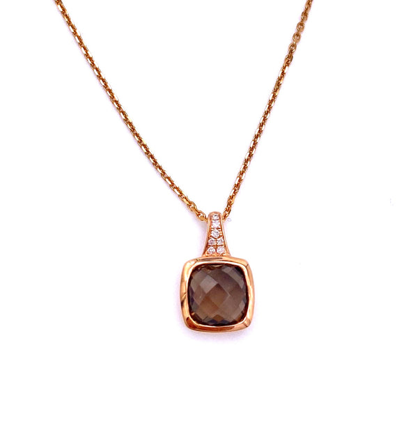 Smokey Quartz Necklace in Rose Gold F401N01930