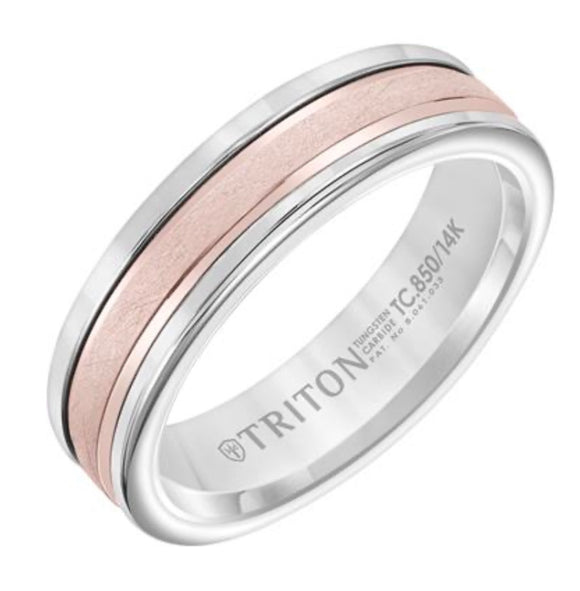 Wedding Band Tc850 Triton Triton Tungsten Carbide And Rose Gold